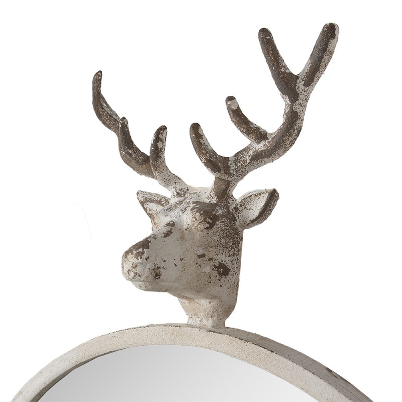 Clayre & Eef Mirror 48x10x67 cm White Metal Glass Round Deer