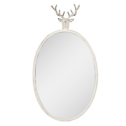 Clayre & Eef Miroir 50x10x89 cm Blanc Métal Verre Ovale Cerf