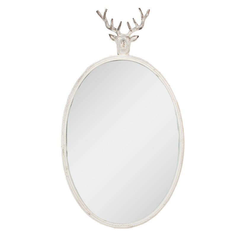 Clayre & Eef Mirror 50x10x89 cm White Metal Glass Oval Deer