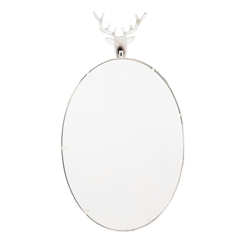 Clayre & Eef Miroir 50x10x89 cm Blanc Métal Verre Ovale Cerf