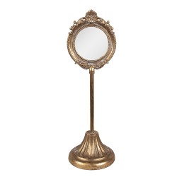 Clayre & Eef Table Mirror 11x11x35 cm Gold colored Metal Glass Round