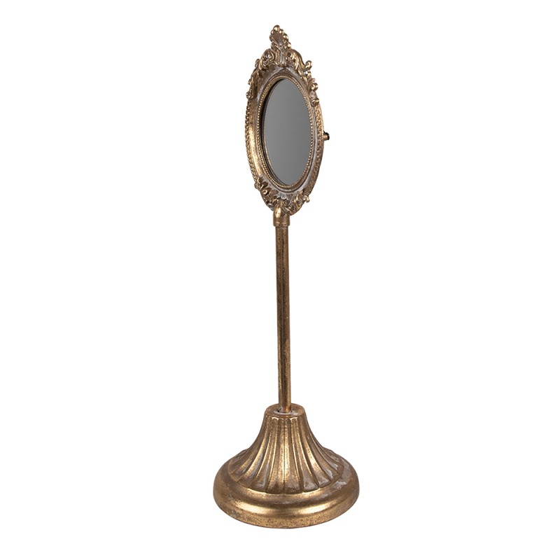 Clayre & Eef Table Mirror 11x11x35 cm Gold colored Metal Glass Round