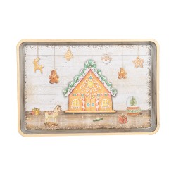 Clayre & Eef Tray 32x22x2 cm Brown Melamine Christmas