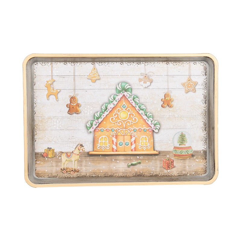 Clayre & Eef Tablett 32x22x2 cm Braun Melamin Weihnachten