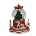 Clayre & Eef Palla di neve Ø 14x19 cm Rosso Vetro Plastica Natale