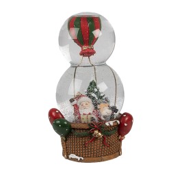 Clayre & Eef Boule de neige Montgolfière 12x10x21 cm Rouge Verre Plastique Noël