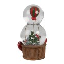 Clayre & Eef Sneeuwbol Luchtballon 12x10x21 cm Rood Glas Kunststof Kerst