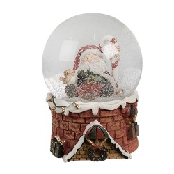 Clayre & Eef Schneekugel Ø 10x15 cm Rot Glas Kunststoff Weihnachtsmann