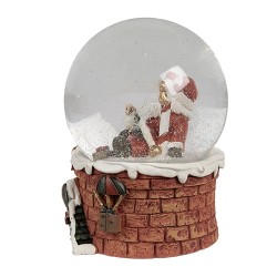 Clayre & Eef Boule de neige Ø 10x15 cm Rouge Verre Plastique Père Noël