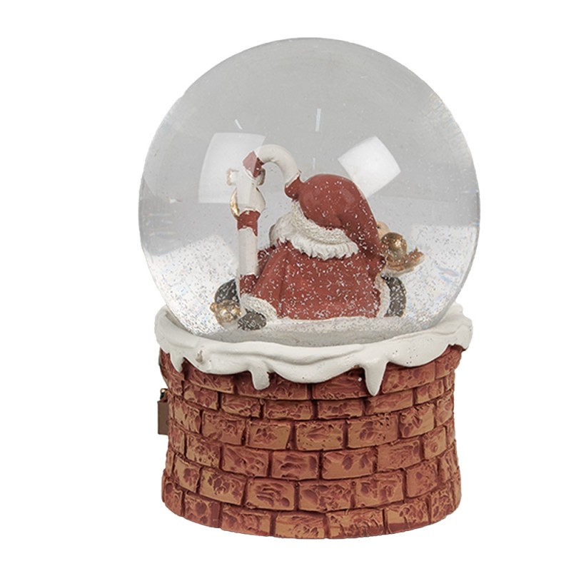 Clayre & Eef Sneeuwbol Ø 10x15 cm Rood Glas Kunststof Kerstman