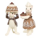 Clayre & Eef Statuetta decorativa di Natale Mouse 5x5x11 / 5x5x10 cm Marrone Plastica