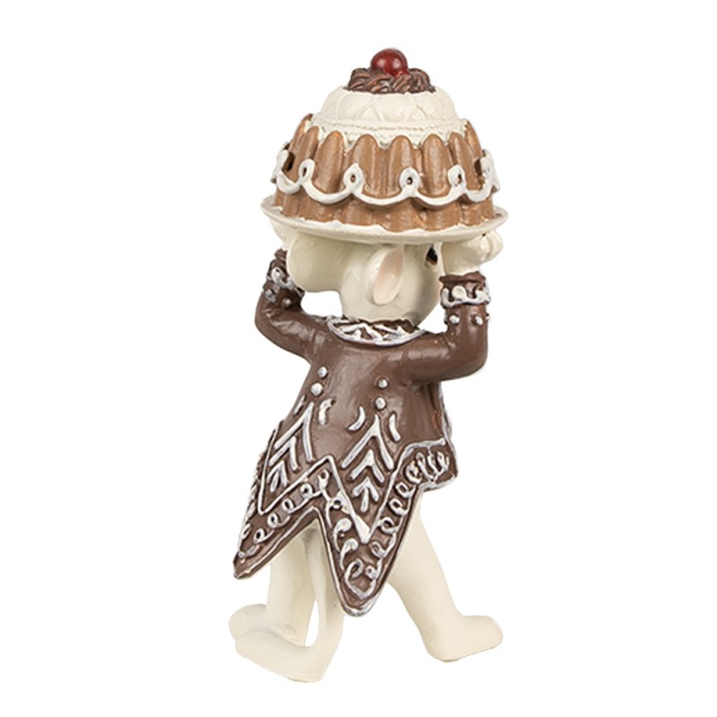 Clayre & Eef Statuetta decorativa di Natale Mouse 5x5x11 / 5x5x10 cm Marrone Plastica