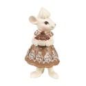 Clayre & Eef Weihnachtsdekorationsfigur Maus 5x5x11 / 5x5x10 cm Braun Kunststoff