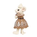 Clayre & Eef Figure de Noël Souris 5x5x11 / 5x5x10 cm Marron Plastique