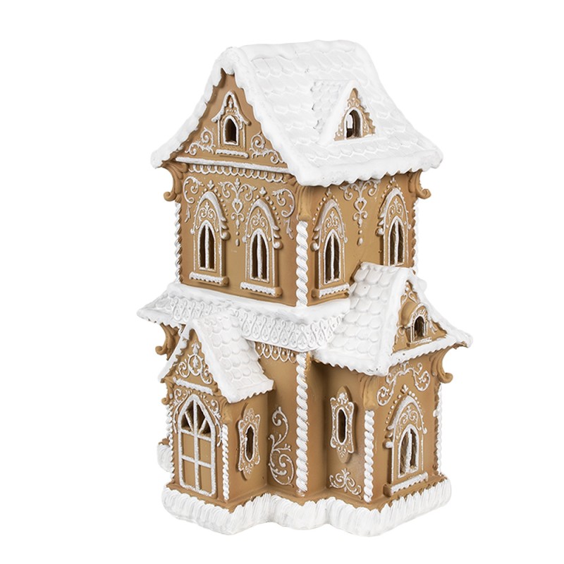 Clayre & Eef Gingerbread house met LED 28x21x37 cm Bruin Kunststof