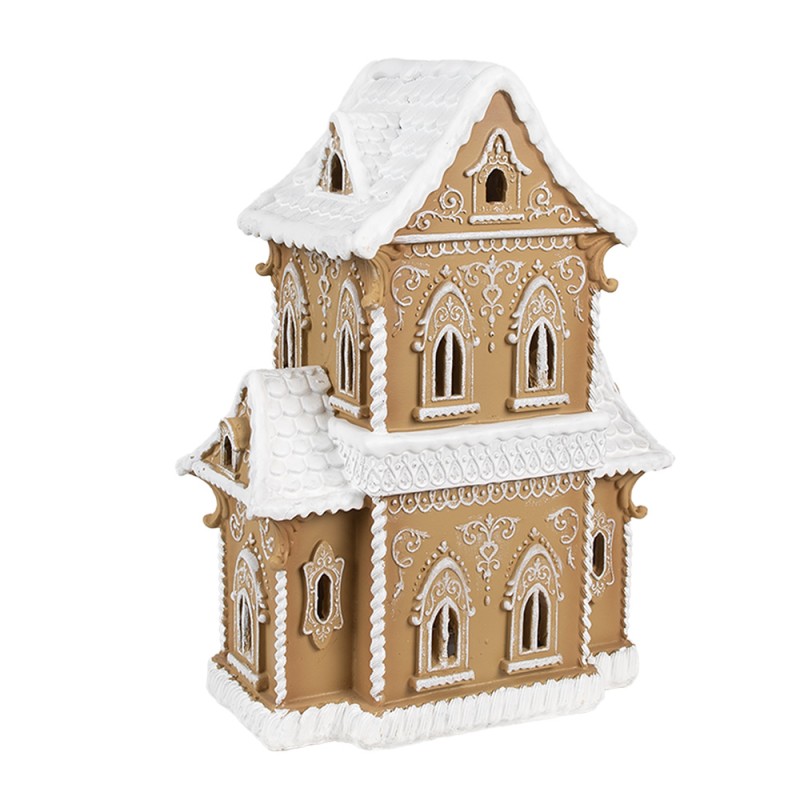 Clayre & Eef Lebkuchenhaus mit LED 28x21x37 cm Braun Kunststoff