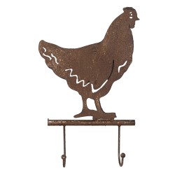 Clayre & Eef Attaccapanni da parete Pollo 21x5x33 cm Marrone Metallo