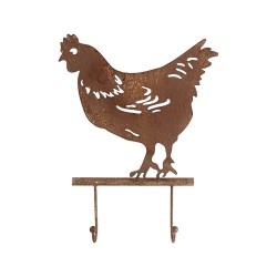 Clayre & Eef Wall Coat Rack Chicken 24x5x31 cm Brown Metal