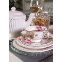 Clayre & Eef Tasse et soucoupe 200 ml Blanc Rose Porcelaine Fleurs