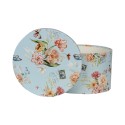 Clayre & Eef Storage Box Set of 3 Ø 24x16 / Ø 22x15 / Ø 21x13 cm Blue Cardboard Round Flowers