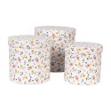 Clayre & Eef Ø 19x19 / Ø 17x17 / Ø 15x15 cm White Cardboard Round Flowers