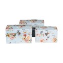 Clayre & Eef Decorative Suitcase Set of 3 30x20x20 /26x18x18/22x15x15 cm Blue Cardboard Rectangle Flowers