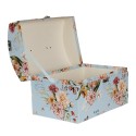 Clayre & Eef Decoratie Koffer Set van 3 30x20x20 /26x18x18/22x15x15 cm Blauw Karton Rechthoek Bloemen