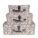 Clayre & Eef Decorative Suitcase Set of 3 30x22x9/25x20x9/20x17x8 cm White Cardboard Rectangle Flower