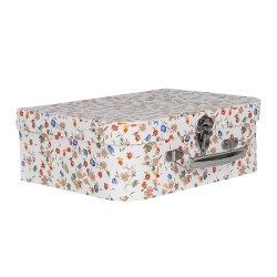 Clayre & Eef Decorative Suitcase Set of 3 30x22x9/25x20x9/20x17x8 cm White Cardboard Rectangle Flower