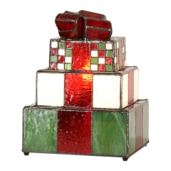 LumiLamp Table Lamp Tiffany Gift 20x18x26 cm Green White Glass Christmas