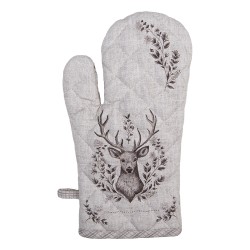 Clayre & Eef Oven Mitt 18x30 cm Beige Cotton Deer