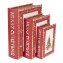 Clayre & Eef Scatola di archiviazione set di 3 Libri 27x22x7 / 22x17x6 / 17x12x4 cm Rosso Prodotto in legno Rettangolo Albero di