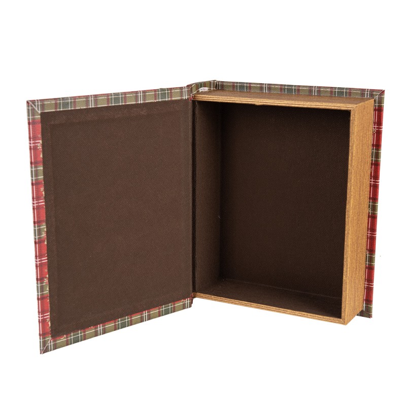 Clayre & Eef Aufbewahrungsbox 3er Set Bücher 27x22x7 / 22x17x6 / 17x12x4 cm Rot Weiß Holzprodukt Rechteck Weihnachtsmann Merry C