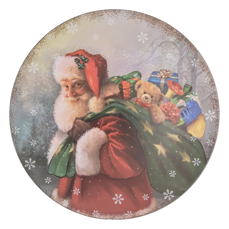 Clayre & Eef Sottopiatto Ø 40 cm Rosso Verde  Plastica Rotondo Babbo Natale