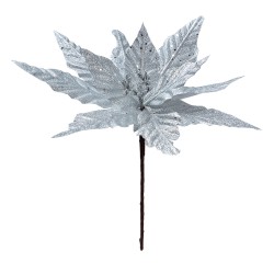 Clayre & Eef Artificial Plant Poinsettia Ø 26x27 cm Silver colored Plastic