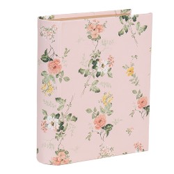 Clayre & Eef Opbergdoos Boeken 17x14x5 cm Roze Karton Rechthoek Bloemen