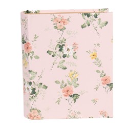 Clayre & Eef Opbergdoos Boeken 17x14x5 cm Roze Karton Rechthoek Bloemen