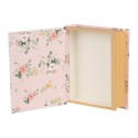 Clayre & Eef Storage Box Books 17x14x5 cm Pink Cardboard Rectangle Flowers