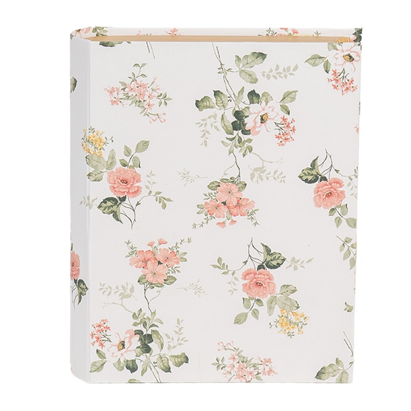 Clayre & Eef Storage Box Books 17x14x5 cm White Cardboard Rectangle Flowers