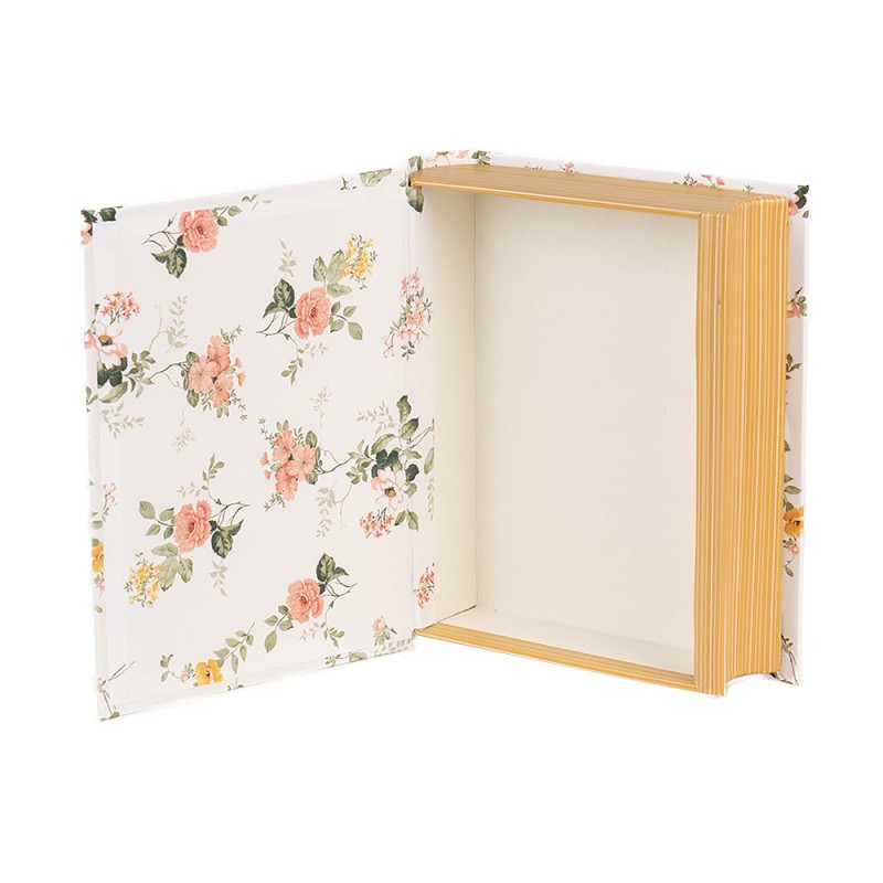 Clayre & Eef Storage Box Books 17x14x5 cm White Cardboard Rectangle Flowers