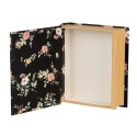 Clayre & Eef Storage Box Books 17x14x5 cm Black Cardboard Rectangle Flowers