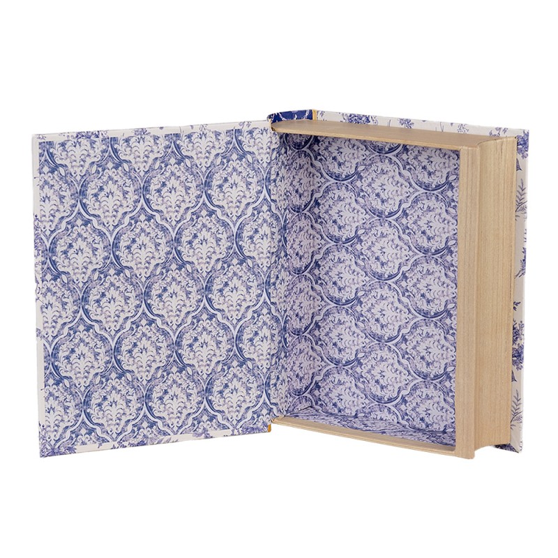 Clayre & Eef Storage Box Books 17x14x5 cm White Blue Cardboard Rectangle