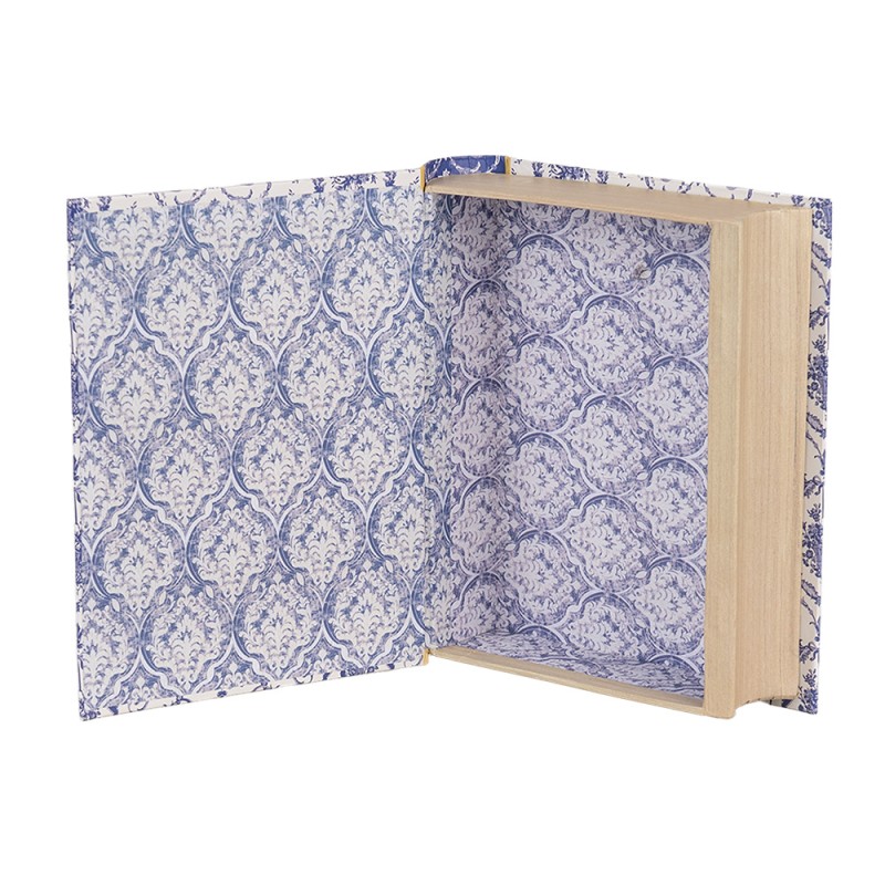 Clayre & Eef Boîte de rangement Livres 17x14x5 cm Blanc Bleu Carton Rectangle