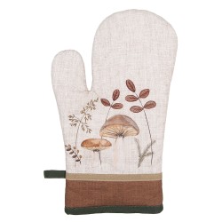 Clayre & Eef Presina da forno 18x30 cm Beige Cotone Funghi