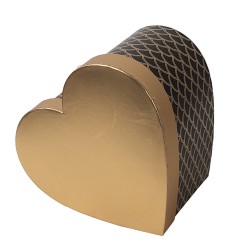 Clayre & Eef Storage Box Set of 3 27x24x15 / 24x21x14 / 21x19x12 cm Black Gold colored Cardboard Heart-Shaped