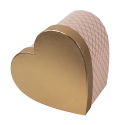 Clayre & Eef Storage Box Set of 3 27x24x15 / 24x21x14 / 21x19x12 cm Pink Gold colored Cardboard Heart-Shaped