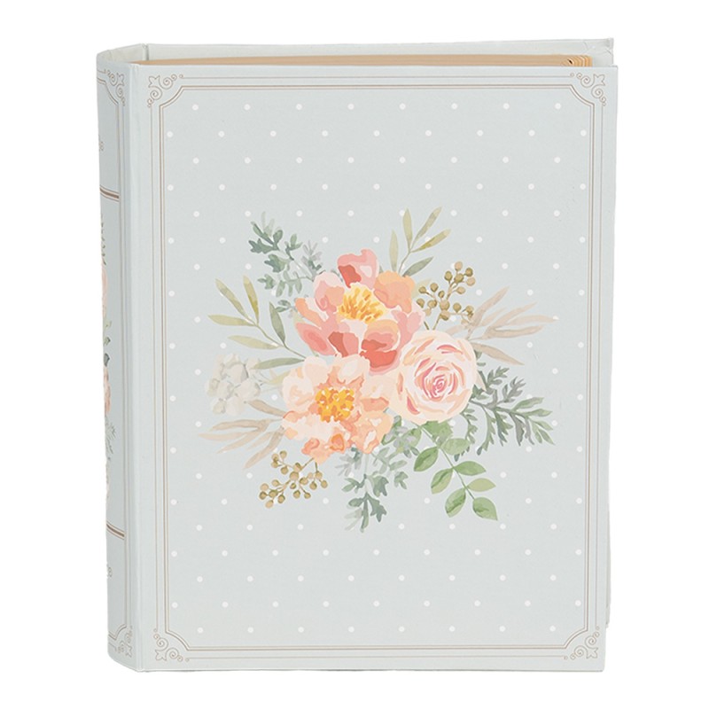 Clayre & Eef Storage Box Books 17x14x5 cm Blue Pink Cardboard Rectangle Flowers