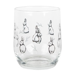 Clayre & Eef Water Glass 300 ml Transparent Glass Rabbits