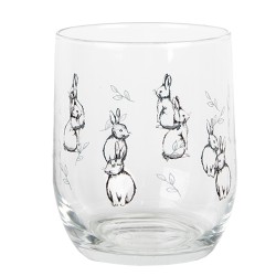 Clayre & Eef Water Glass 300 ml Transparent Glass Rabbits