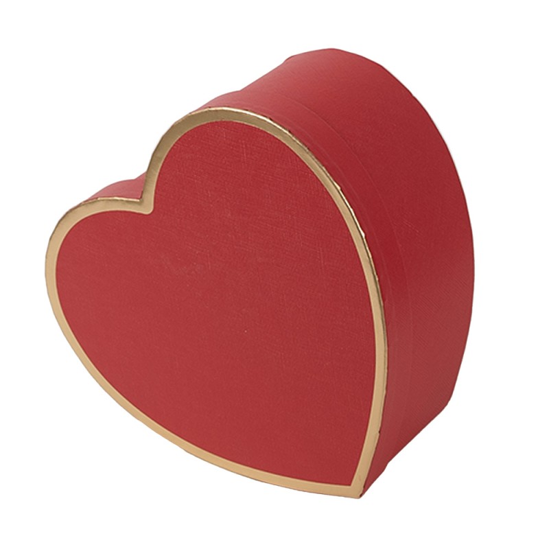 Clayre & Eef Storage Box Set of 3 28x26x14/24x23x12/21x20x10 cm Red Cardboard Heart-Shaped